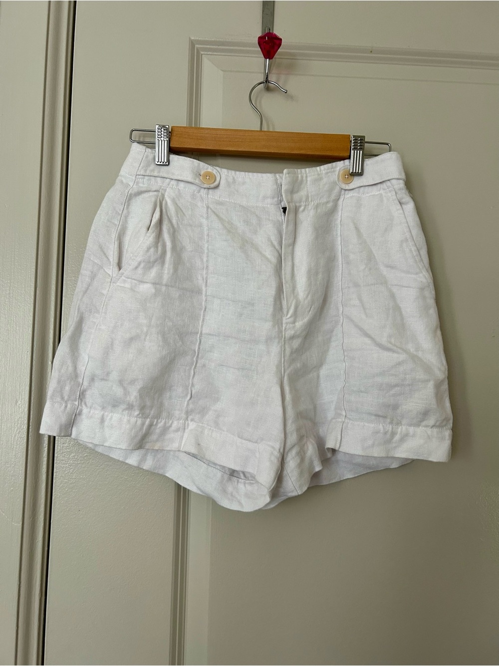 Madewell White Linen High-Waist Shorts